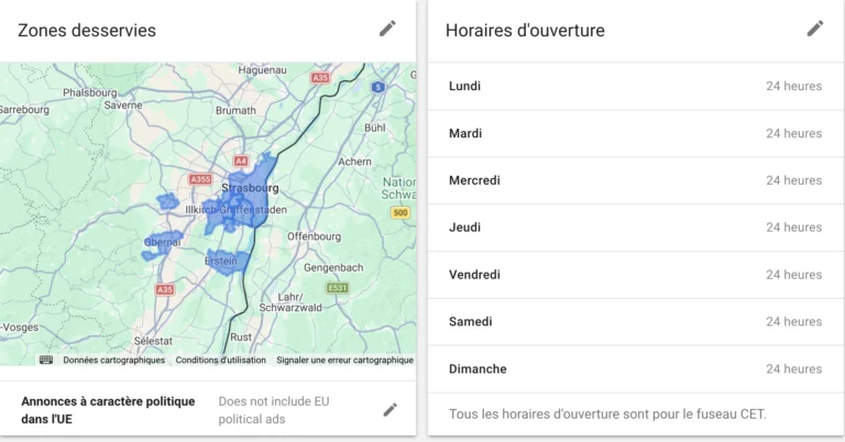google local services : zones desservies