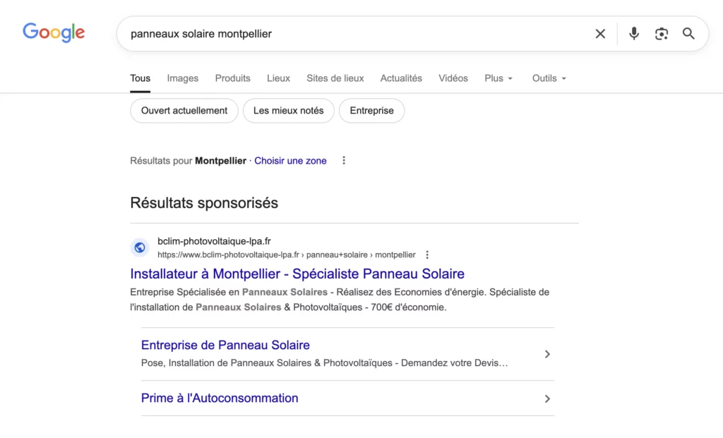 campagne recherche google ads