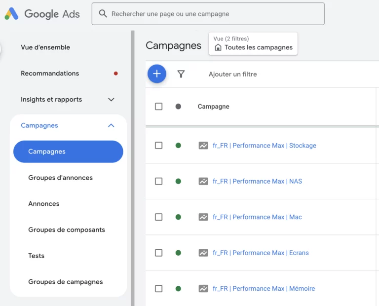 campagnes performance max