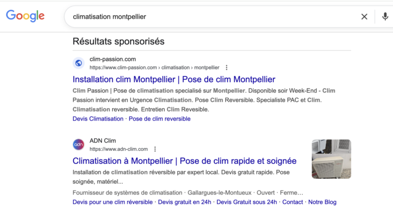 google ads climatisation