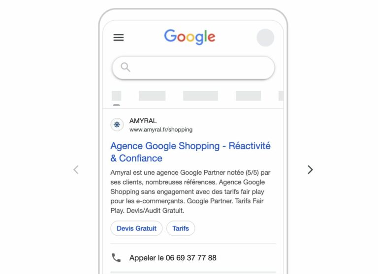 exemple d'annonce google ads avec ou sans épingle